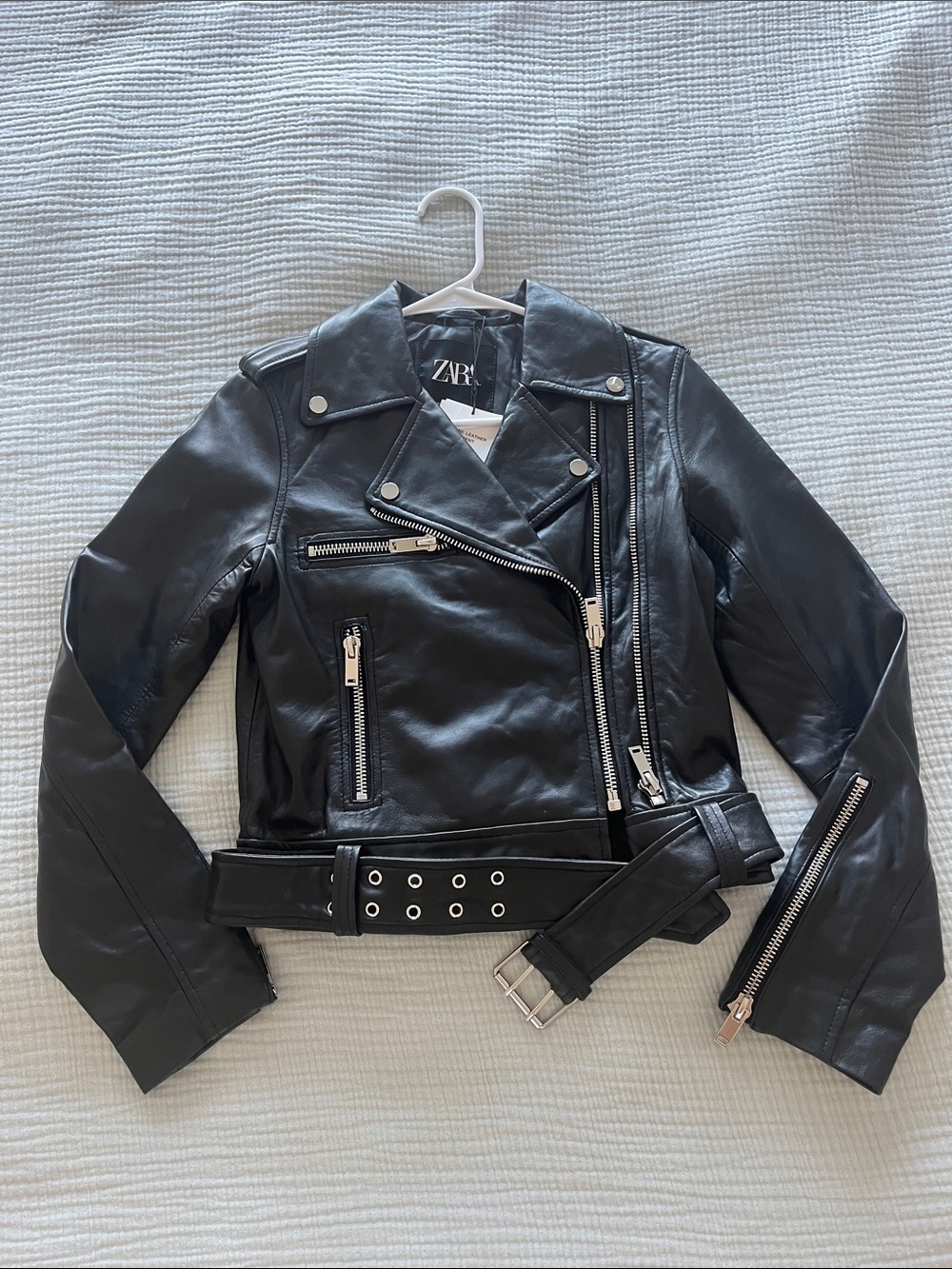 ZARA 100% Real Leather Moto Jacket